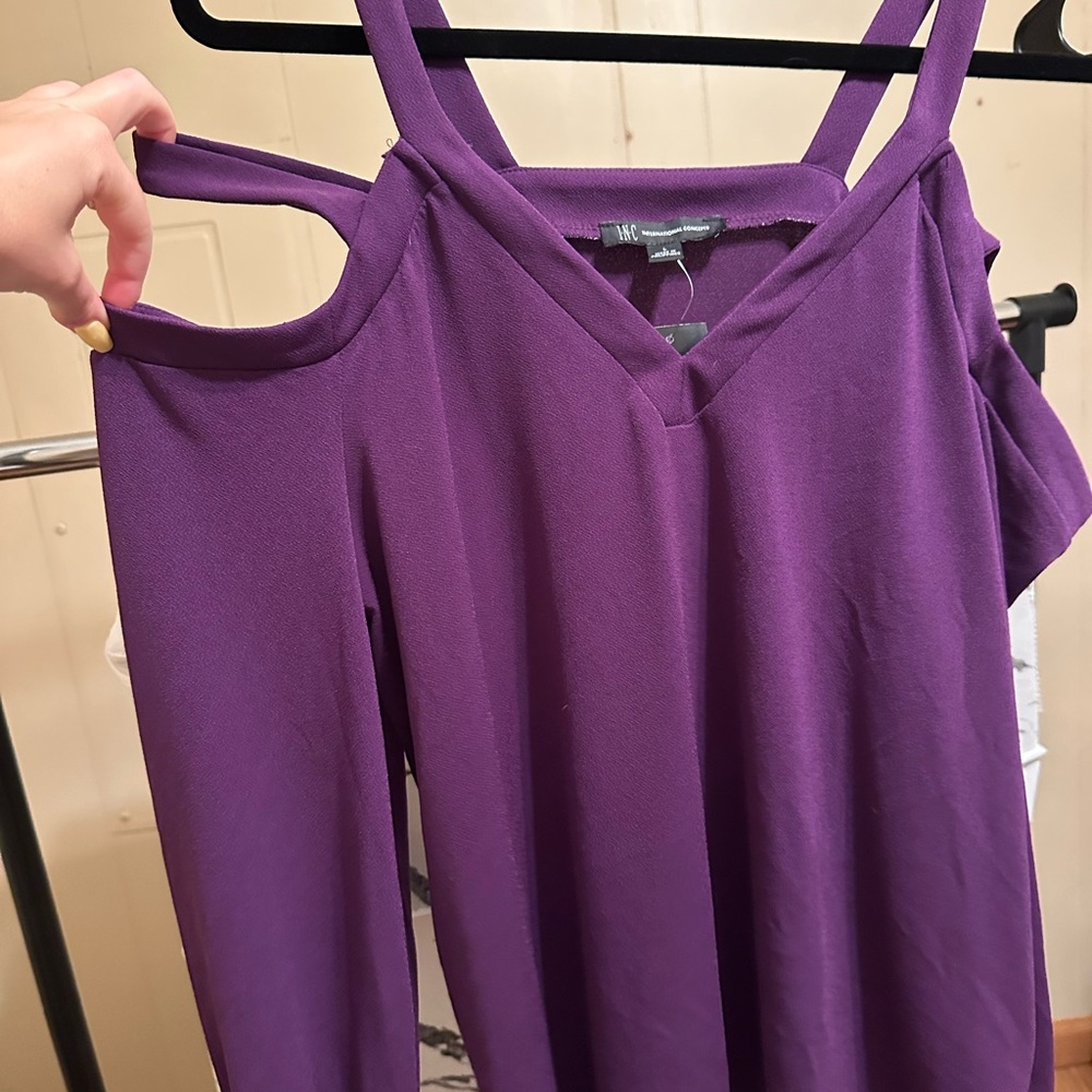 Purple Cold Shoulder Top